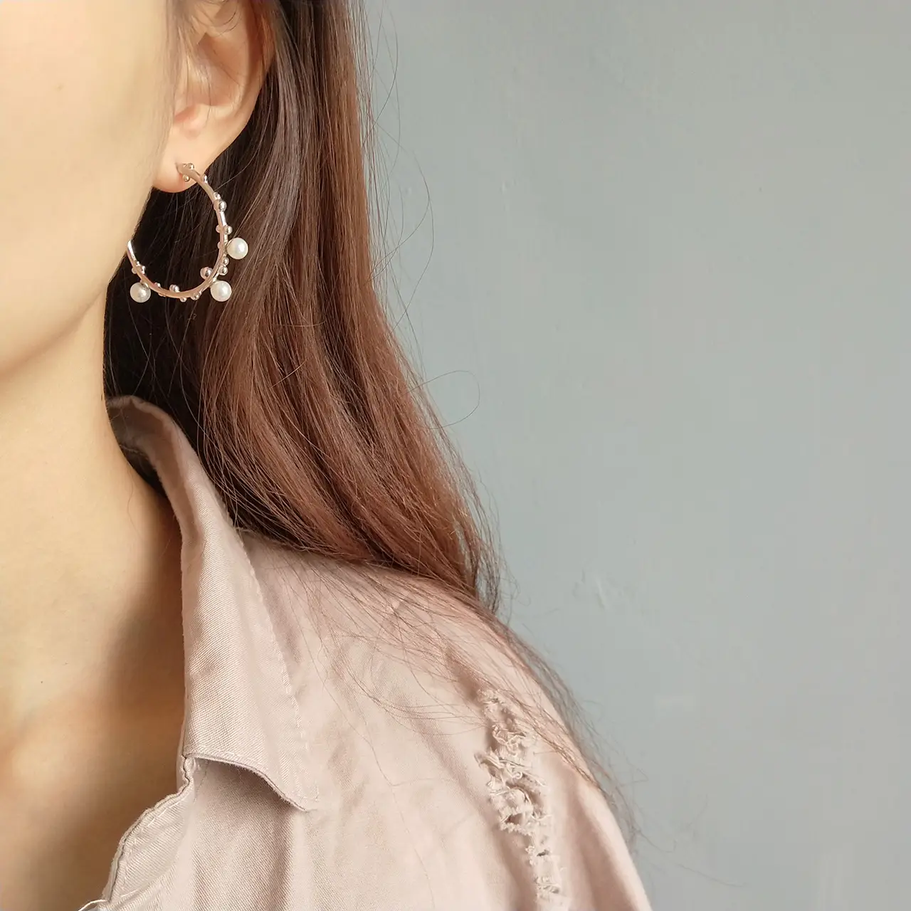925 Sterling Silver Shell Bead Branch Stud Earrings