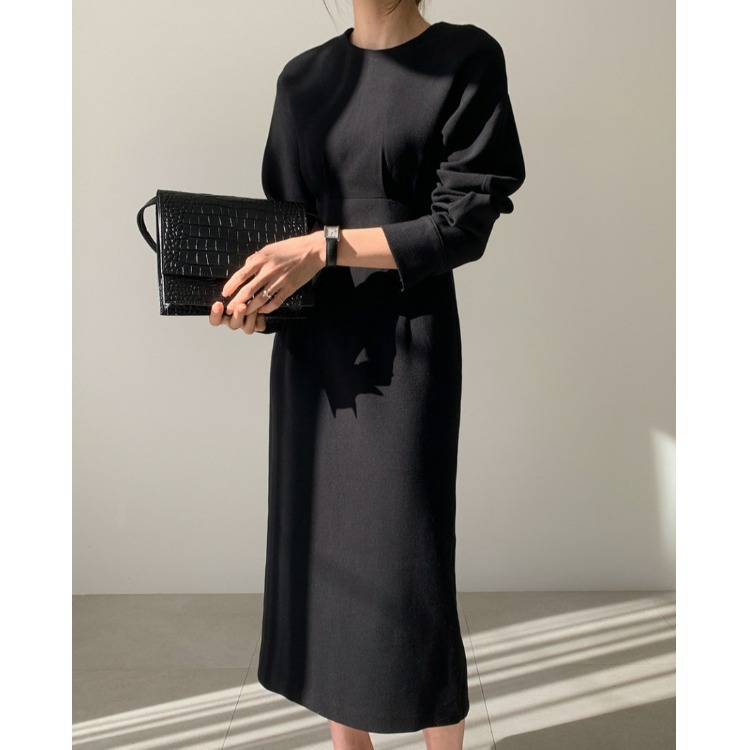 French long-sleeved bottoming dress female