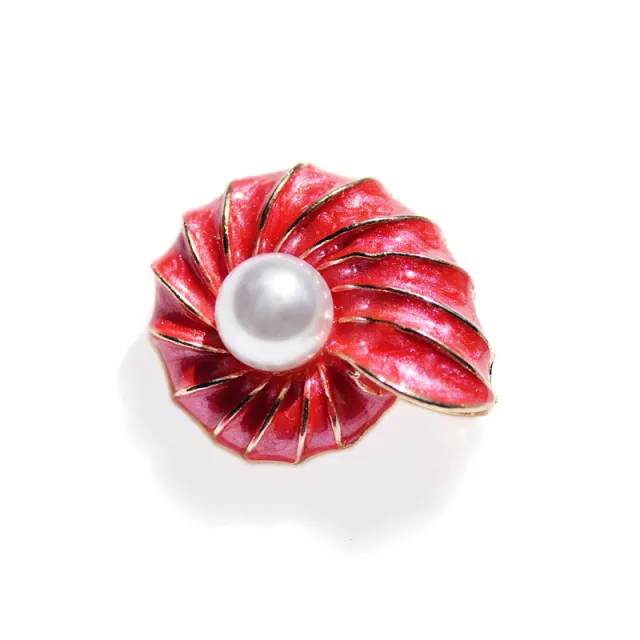 Conch Pearl Brooch Red - Shop at LoveMi