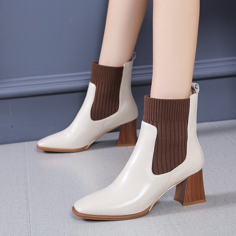 Vintage knitted mid-boots