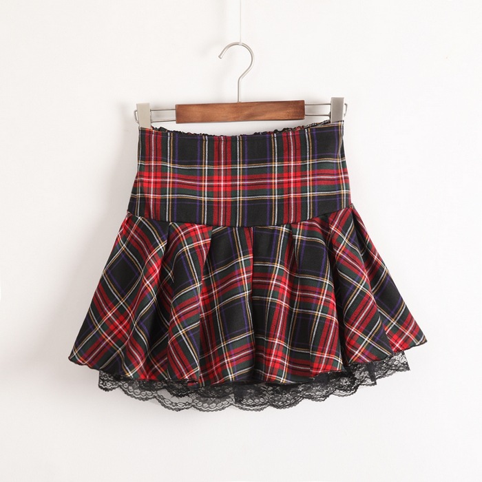 Scottish plaid skirt fluffy pleated skirt supply school uniforms 80917 Pleated Skirt - Shop at LoveMi