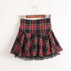 Scottish plaid skirt fluffy pleated skirt supply school uniforms - 80917 Pleated Skirt - View 1