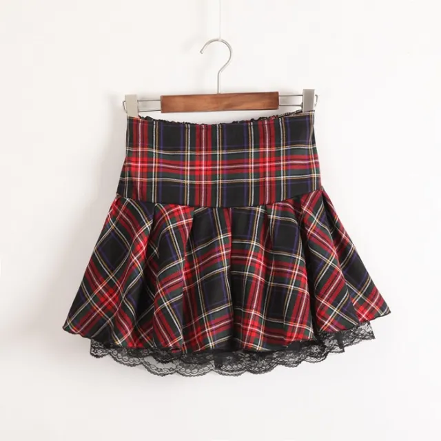Scottish plaid skirt fluffy pleated skirt supply school uniforms 80917 Pleated Skirt - Shop at LoveMi