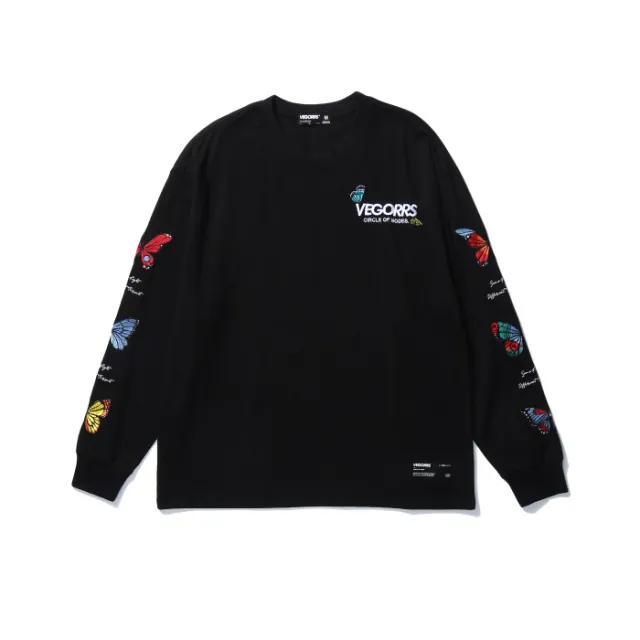 Butterfly embroidery loose sweatshirt Black - Shop at LoveMi