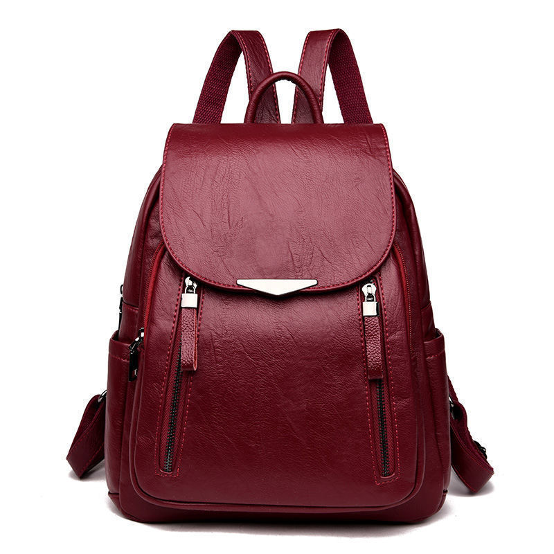 Backpack ladies all match small backpack casual fashion travel school bag Red - Shop at LoveMi