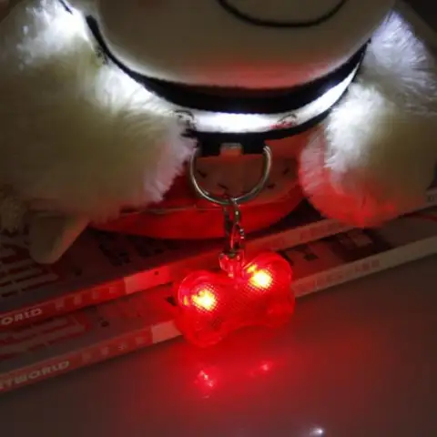 New LED Dog Bone Shape ID Tag Pet Safety