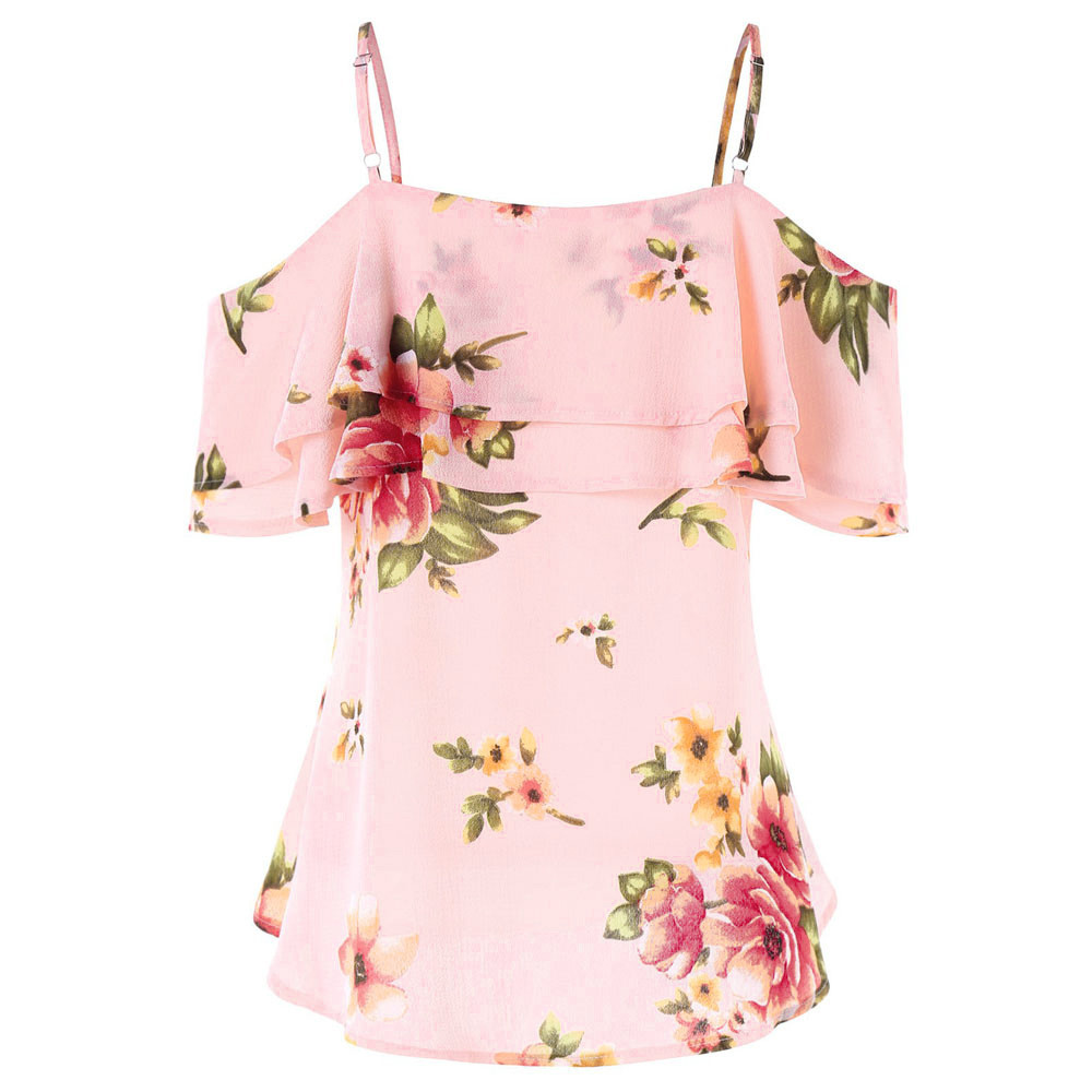 Strapless floral chiffon shirt