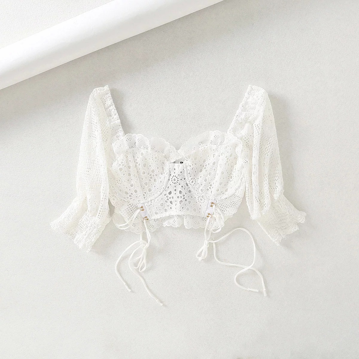 Lace tie ties with zip top