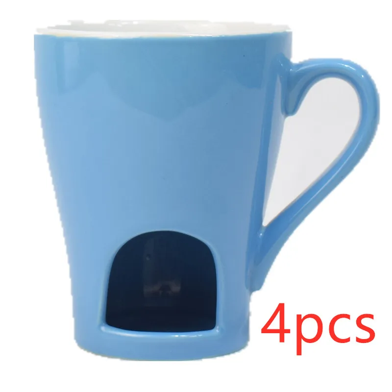Creative Ceramic Chocolate Cheese Ice Cream Hot Pot Mug - Blue 4Pcs