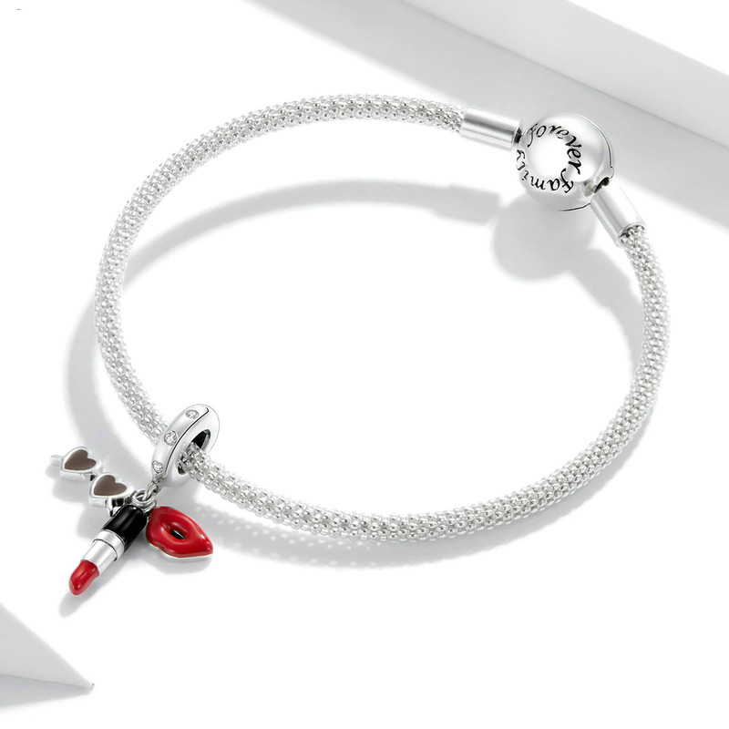Red lipstick sunglasses handbag beads fashion silver jewelry