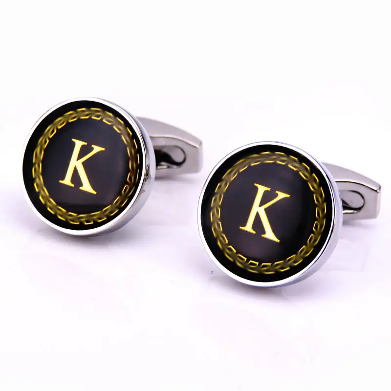 Round Letter French Cufflinks 26 Cuffs
