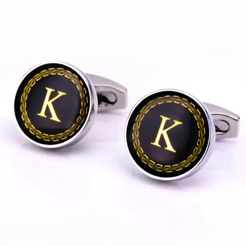 Round Letter French Cufflinks 26 Cuffs