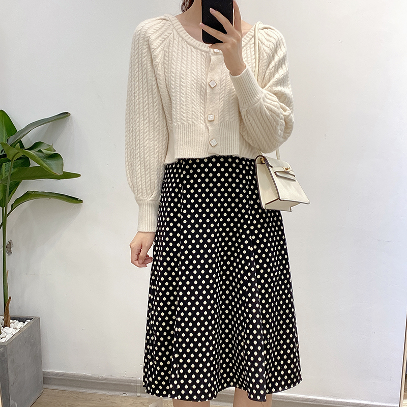 Polka dot high waist skirt