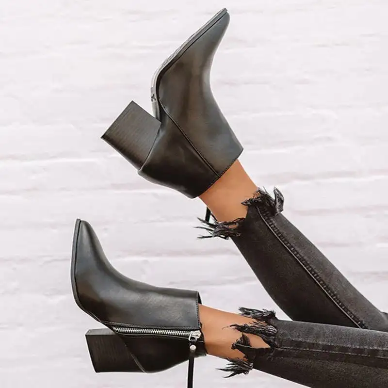 Women's high heel thick heel Martin boots