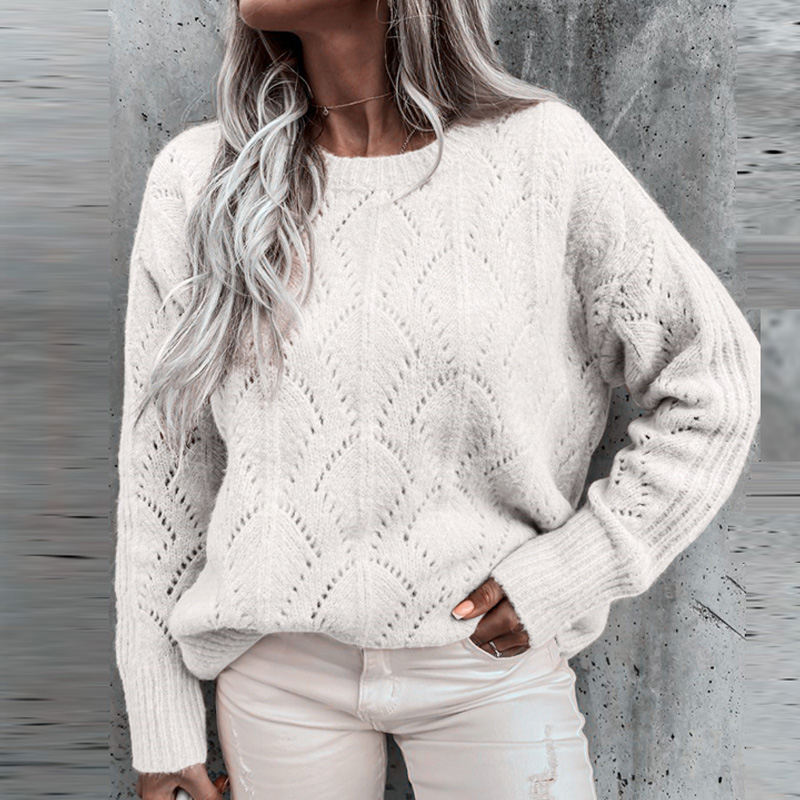 Women's round neck loose pullover cutout jacket