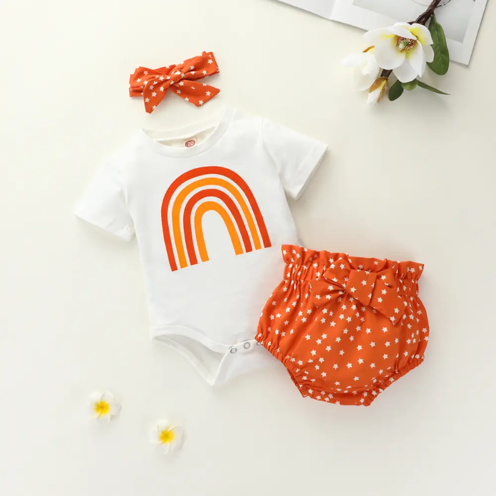 Girls' Ins Rainbow Romper