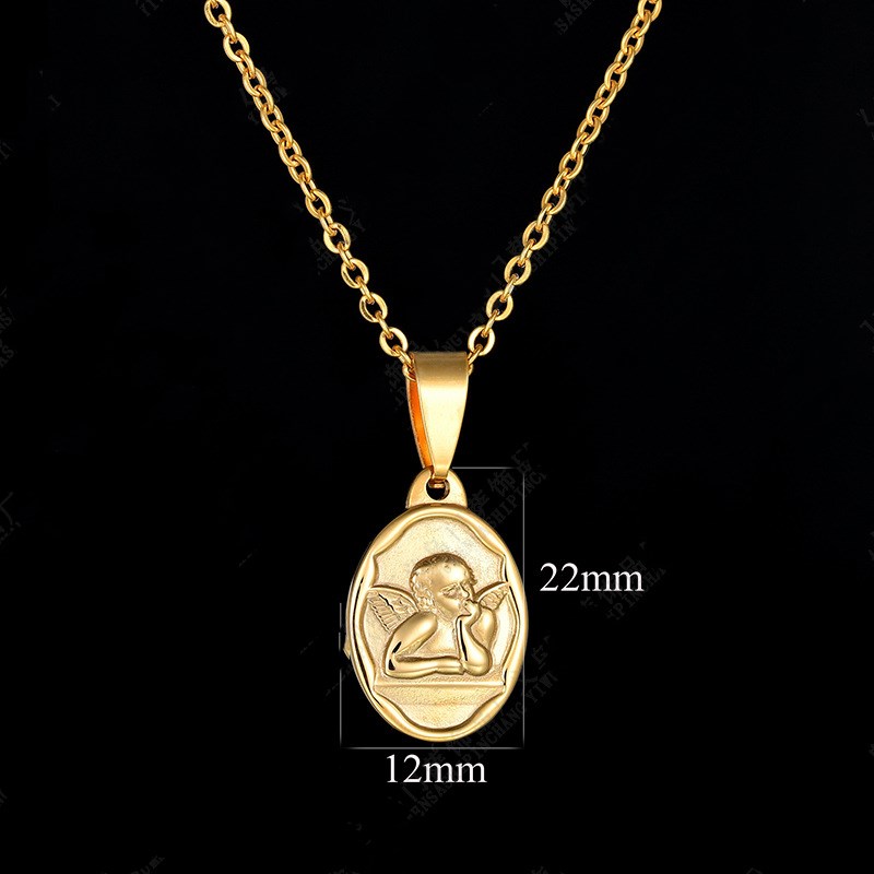 Stainless steel simple sex god Cupid oval clavicle necklace chain ornament