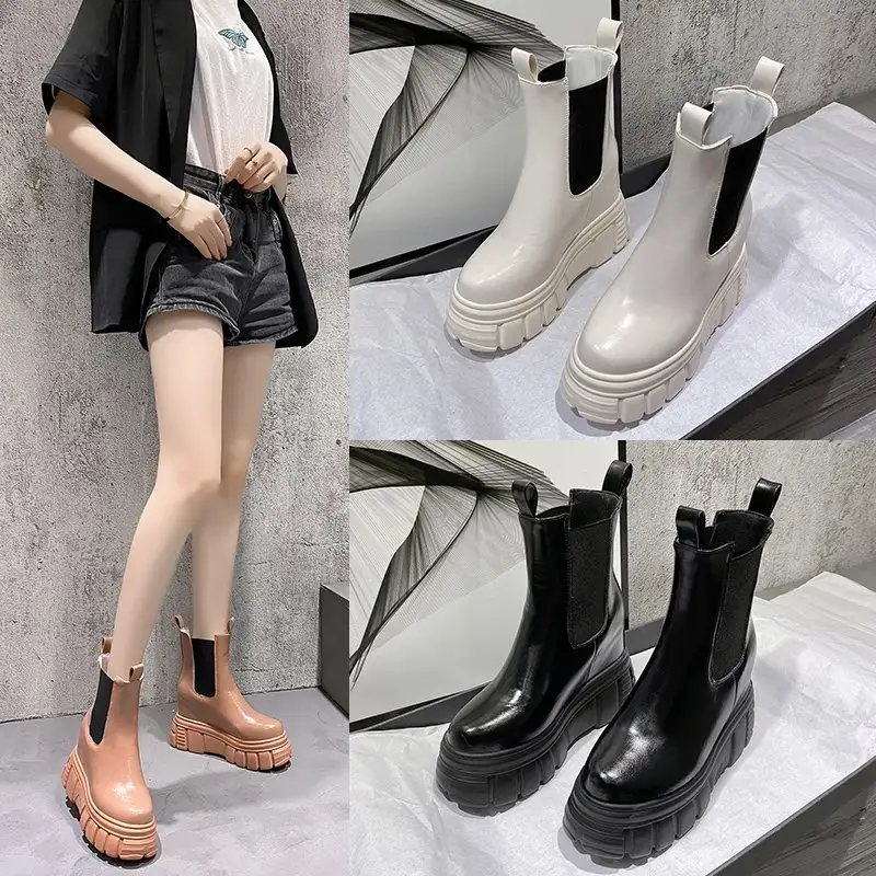 Women's thick-soled British style boots