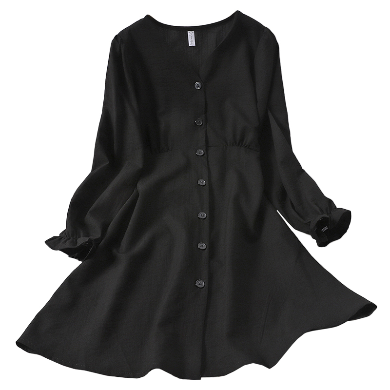 Wild temperament sweet breasted V-neck dress