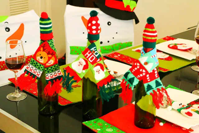 Christmas decoration wine bottle set champagne red wine creative wine set hotel restaurant holiday layout Small Tree - Shop at LoveMi