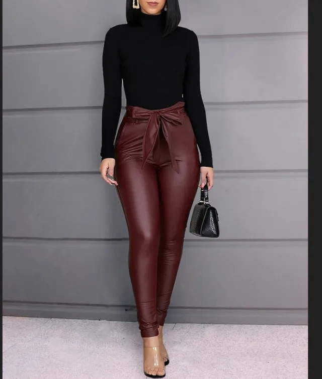 Tight pu leather leggings Red - Shop at LoveMi