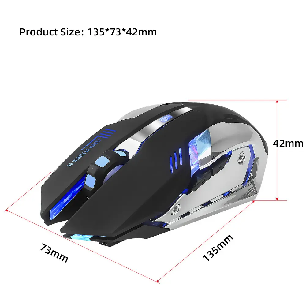 HXSJ new wireless mouse 2.4GPI gaming glowing