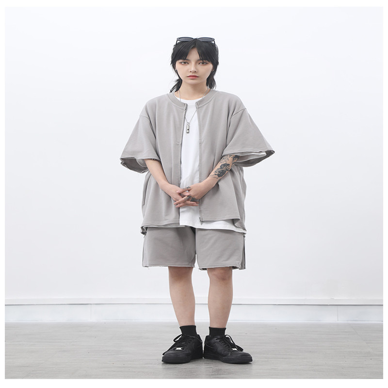 Double zip short sleeve cardigan