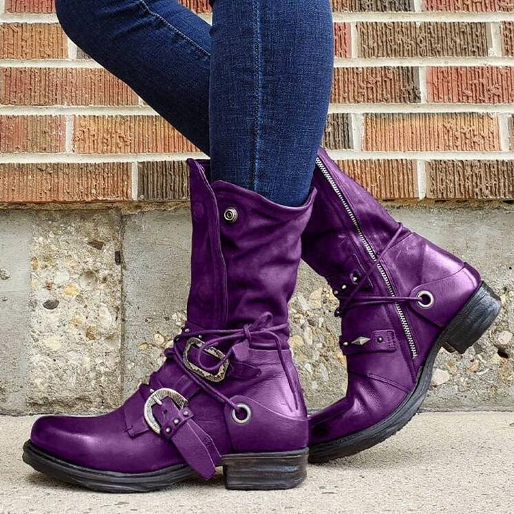 Martin boots with belt buckle