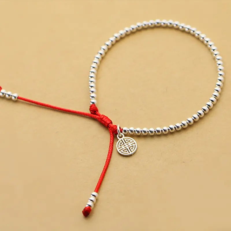 S925 sterling silver red rope bracelet