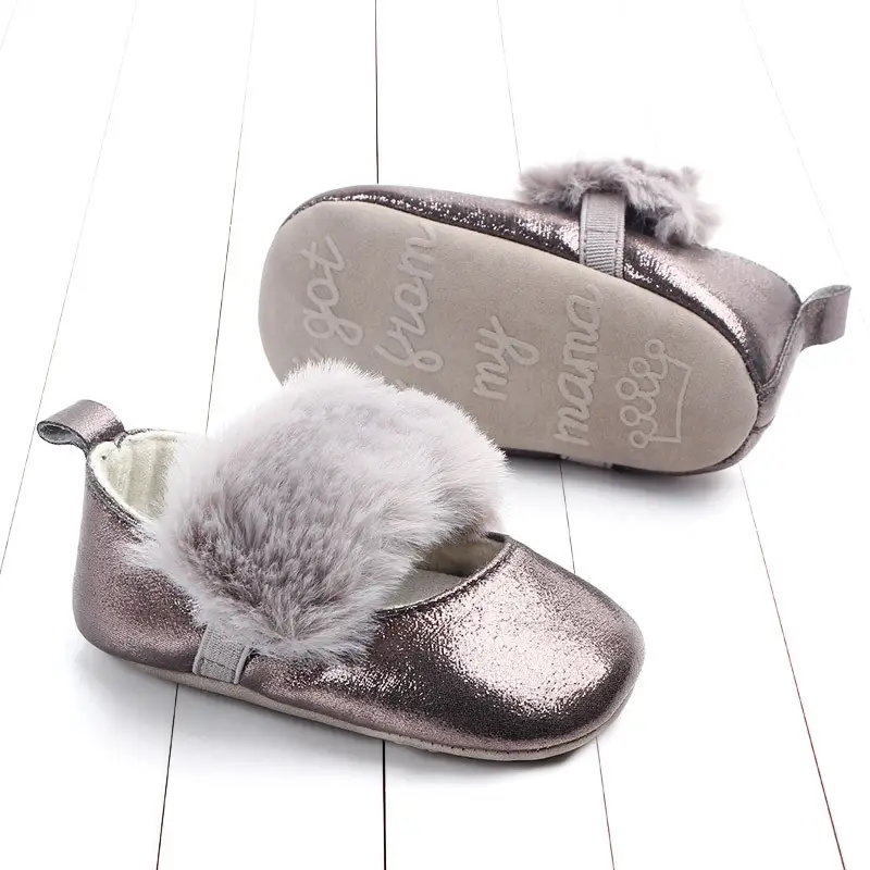 Princess antiskid fuzzy warm walking shoes