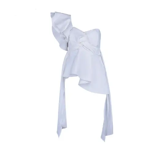 Irregular one-shoulder sleeve tube top shirt