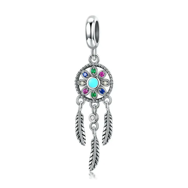 S925 sterling silver pendant feather pendant accessory Pendants - Shop at LoveMi