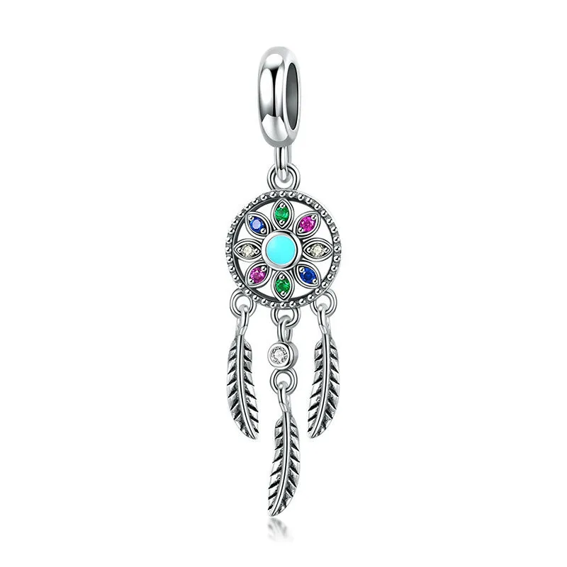 S925 sterling silver pendant feather pendant accessory - Pendants