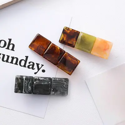 Simple geometric acetate texture square hairpin acrylic