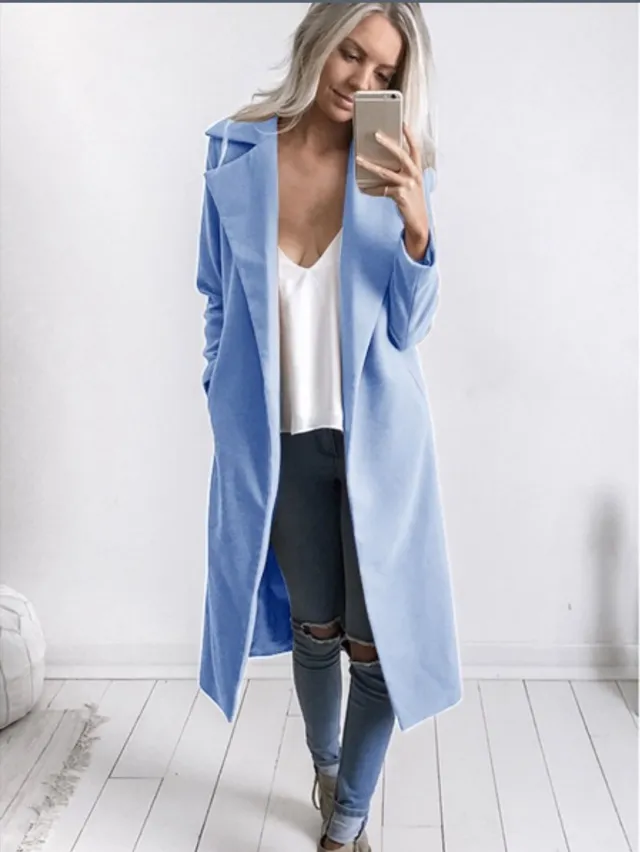 Mid length woolen coat Blue - Shop at LoveMi