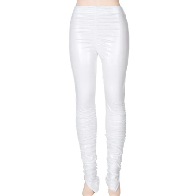 Fashion Leggings side slit pleated pencil pants White - Shop at LoveMi