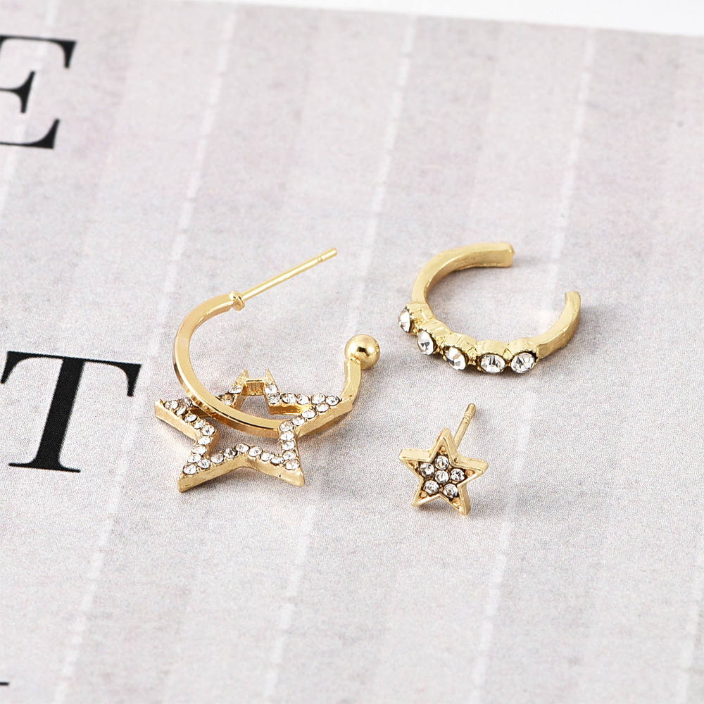 Five-pointed star full diamond earrings