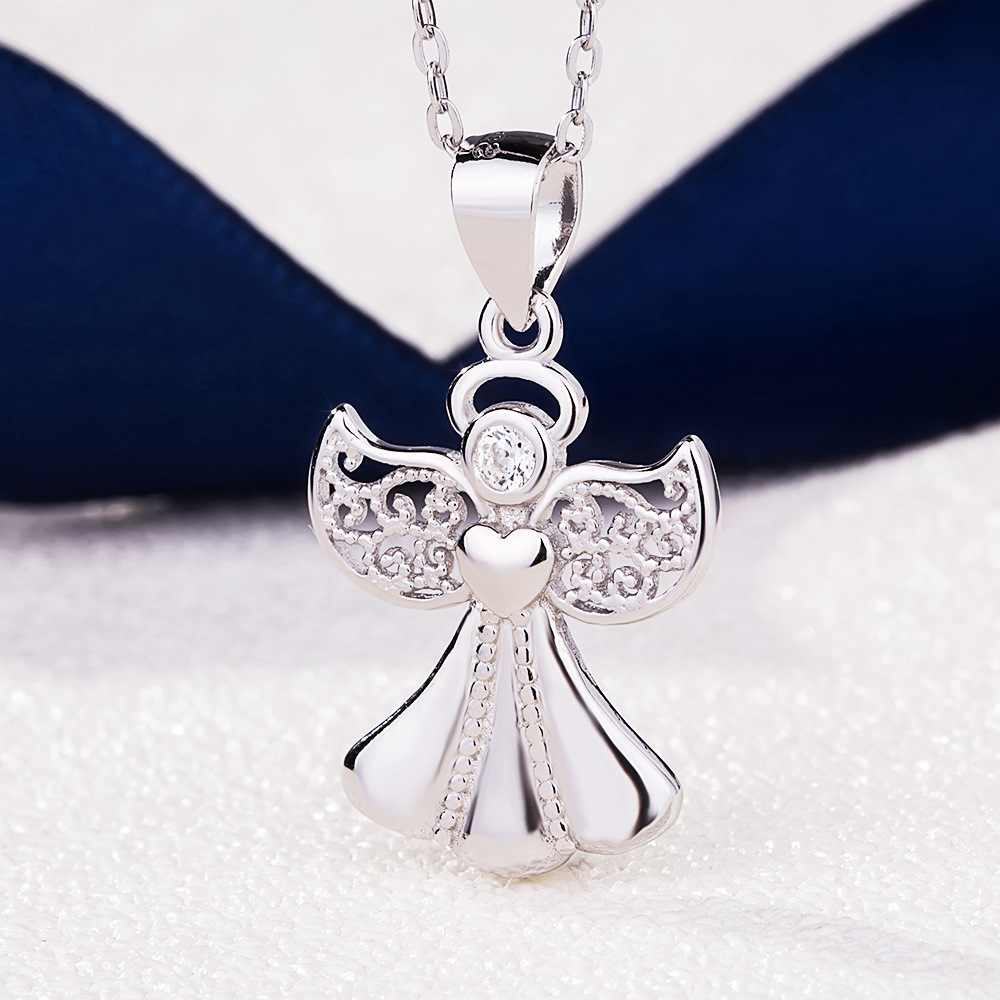 Female S925 Silver Angel Necklace Pendant