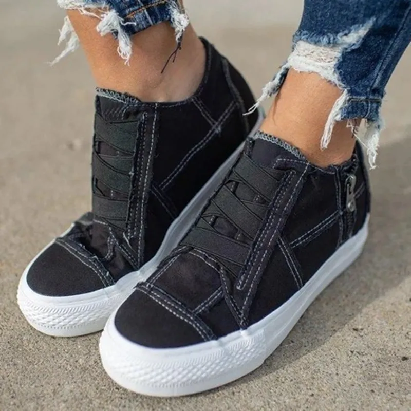 Increased canvas shoes - Black