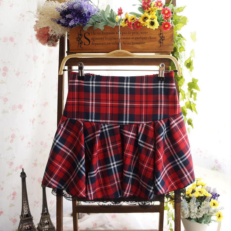 Scottish plaid skirt fluffy pleated skirt wholesale supply school uniforms