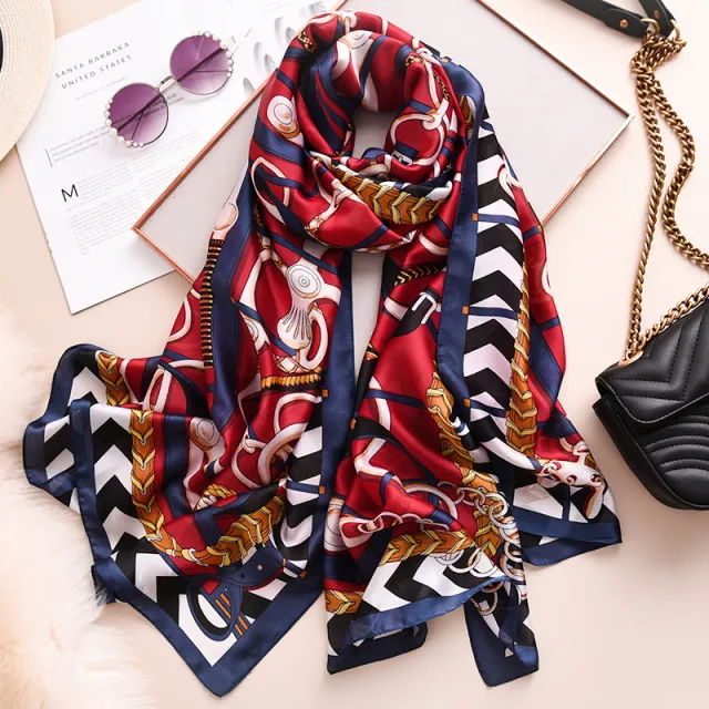 Retro lock environmental protection warm silk scarf Red - Shop at LoveMi