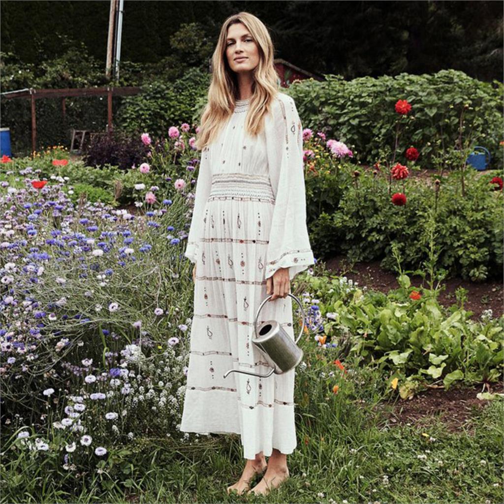 New retro embroidery big skirt dress