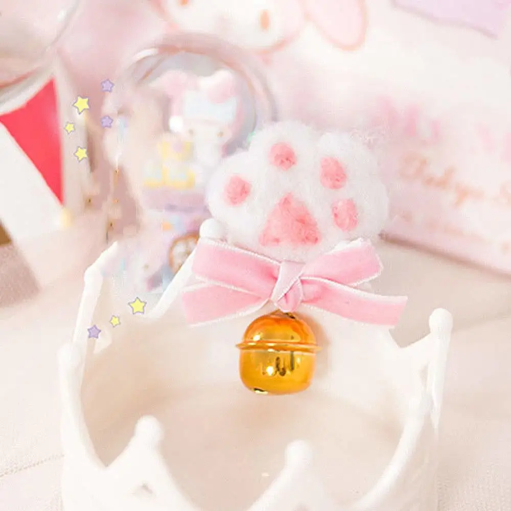 Handmade bow hairpin, bell side clip cat paw