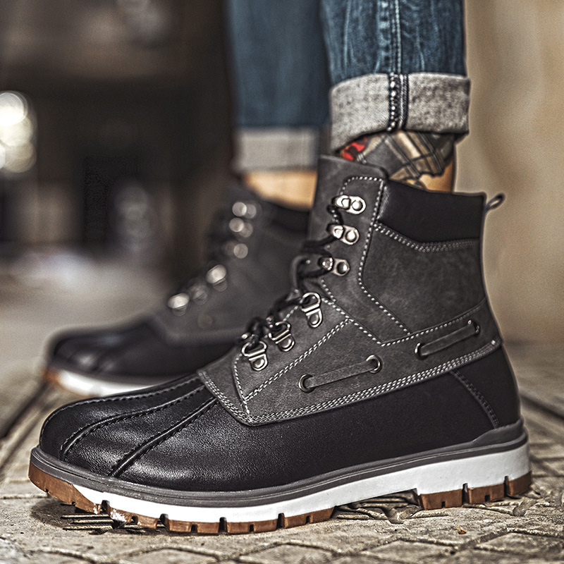 High-cut warm and fleece tooling cotton boots