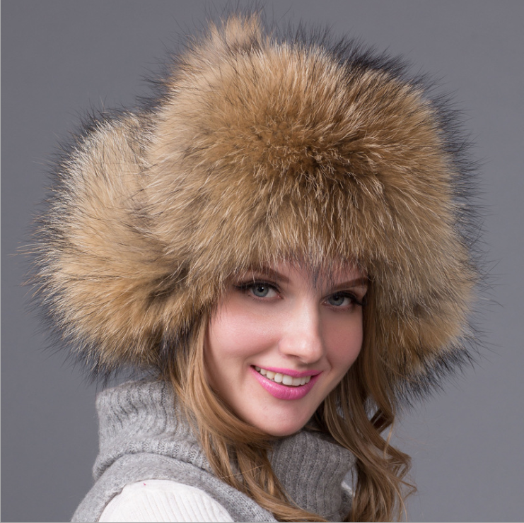 Fur hat fox fur Leifeng women's hat Racoon Dog - Shop at LoveMi