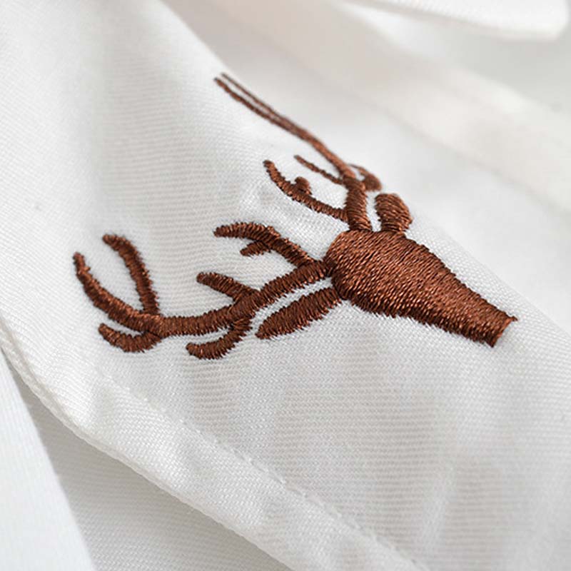 Embroidered deer head college style cute shirt top