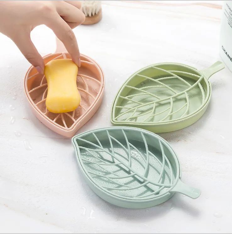 Double soap box plastic bathroom drain soap holder - Pink