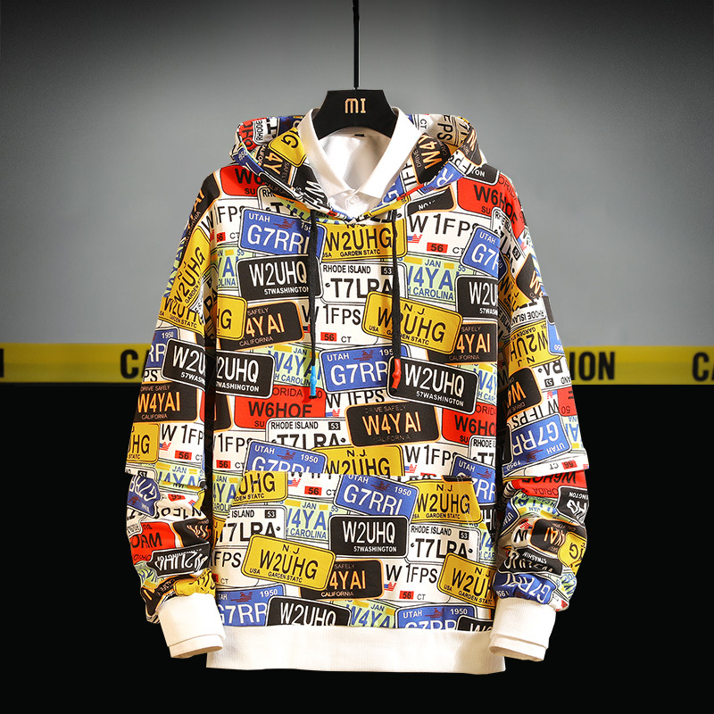 Men's fashion hip-hop sweater men fake two-piece long-sleeved sweater