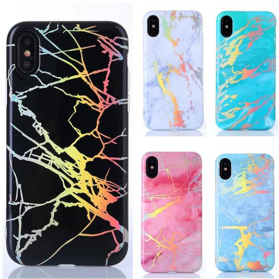 Funda para celular mármol multicolor plateado anti roturas