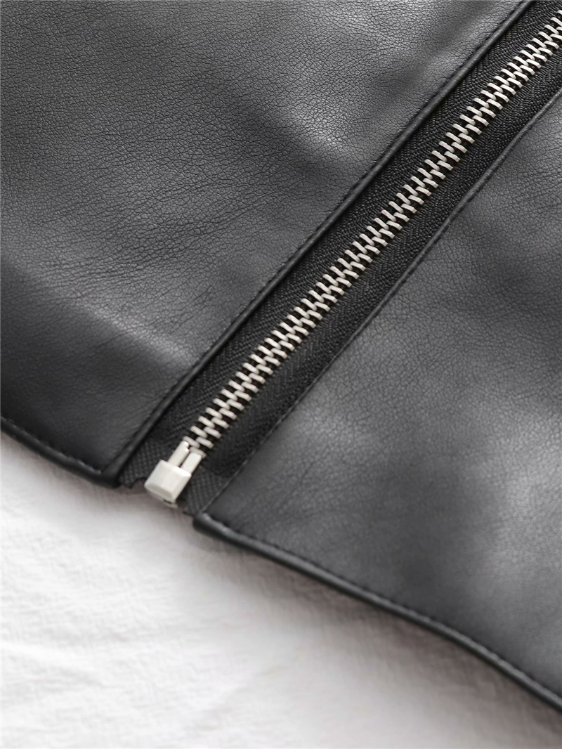 European and American zipper slim bag hip leather skirt